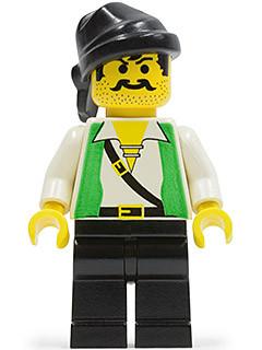 LEGO Minifigure-Pirate Green Vest, Black Legs, Black Bandana-Pirates / Pirates I-PI047-Creative Brick Builders